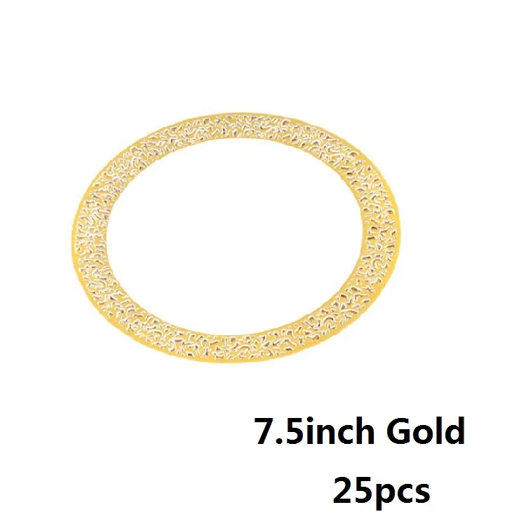 25 Gold 7.5in 25 золотых одноразовых пластиковых блюд кружевной дизайн Свадебная вечеринка посуда розовый Золотой кружевной салат сервировка десерта поднос обеденный набор - Цвет: 25 Gold 7.5in