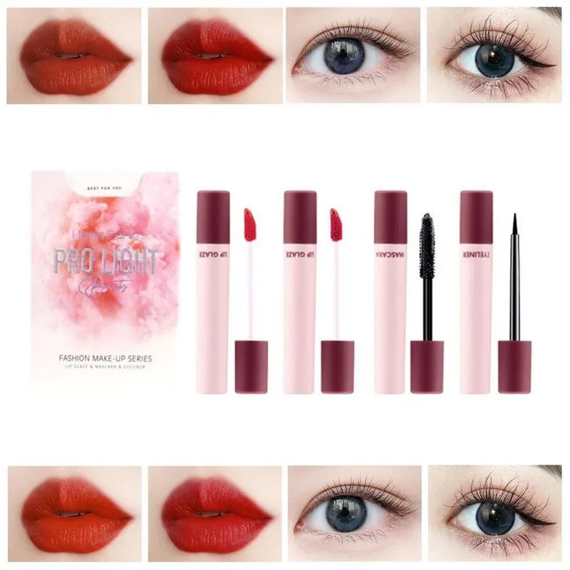4 шт. матовая помада блеск для губ подводка глаз тушь ресниц водостойкая стойкая