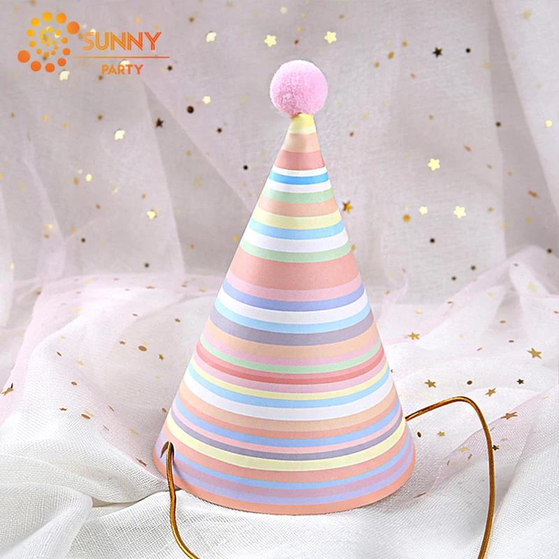 Детские вечерние шапки в стиле Ins Разноцветные полосатые колпачки горошек