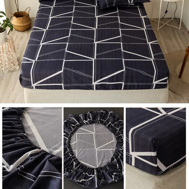 

Junejour | 1 pc Bed Sheet or 2 pcs Pillowcase Queen Size Bohemian Fitted Sheet with Elastic Single/King Size Bed Sheets Set