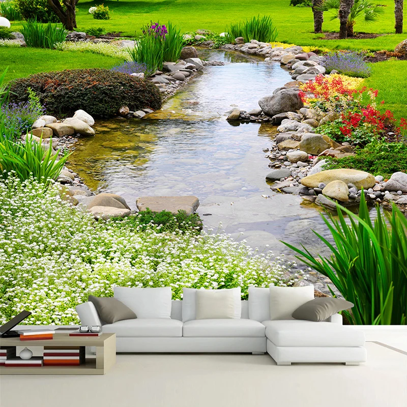 На заказ настенная бумага Современный 3D парк пейзаж растение цветок фото для