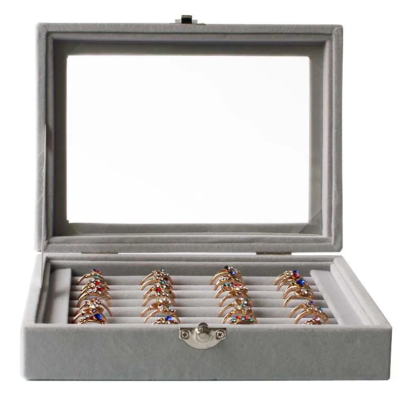

Fashion Jewelry Box Necklace Anillos Ring Jewelry Display Stand Mujer Necklace Storage Flannel Dust-Proof Joyero Organizador