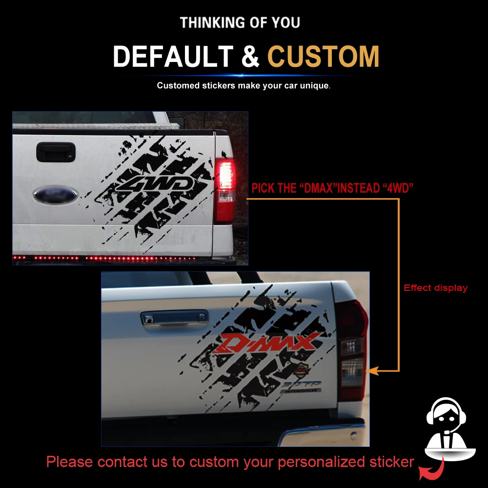 Автомобильные наклейки Бесплатная доставка внедорожные 4x4 dmax грязные шины 4wd
