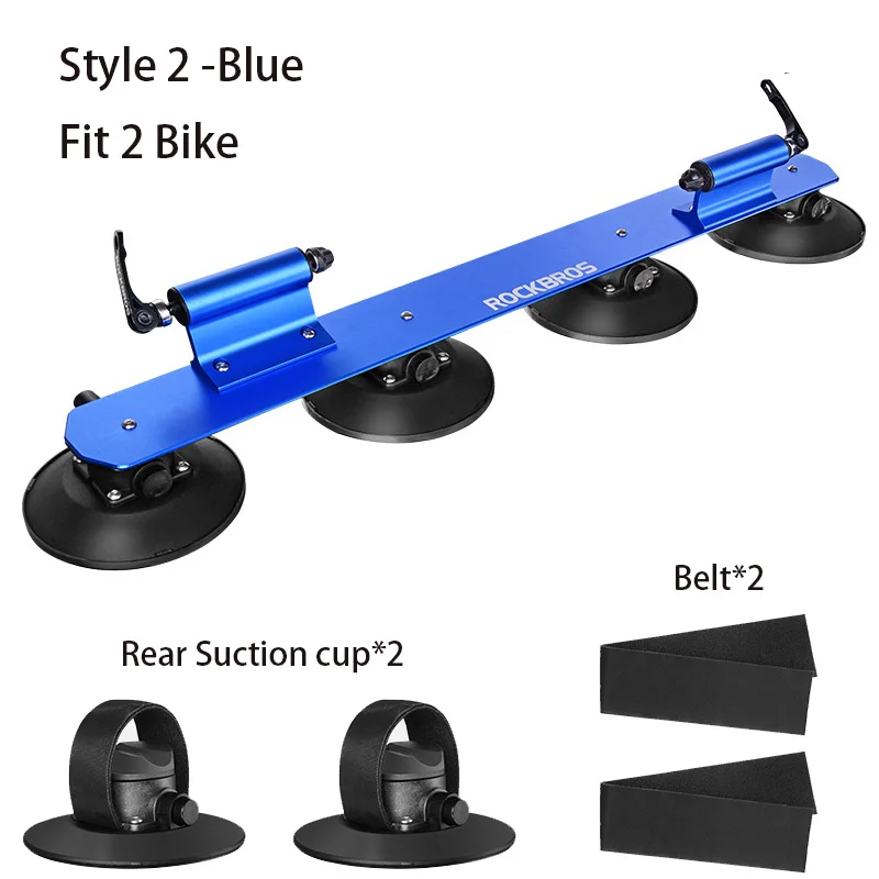 Style 2-Blue ROCKBROS Автомобильный багажник на крышу с присоской, велосипедная стойка для горного велосипеда, велосипедная ступица, быстрая установка, Вакуумный патрон, крепежный аксессуар - Цвет: Style 2-Blue