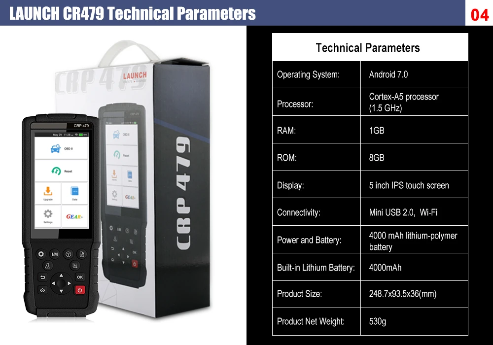 LAUNCH X431 CRP479 OBD II автомобильный диагностический инструмент ABS TPMS DPF масло Wi-Fi OBD2 авто код считыватель Автомобильный сканер