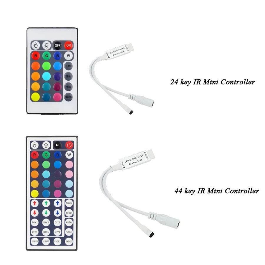 

DC 12V RGB RGBW LED strip mini controller dimmer IR WIFI Remote 44 24 rgb rgbw Led Controller for 2835 5050 Led Strip Light