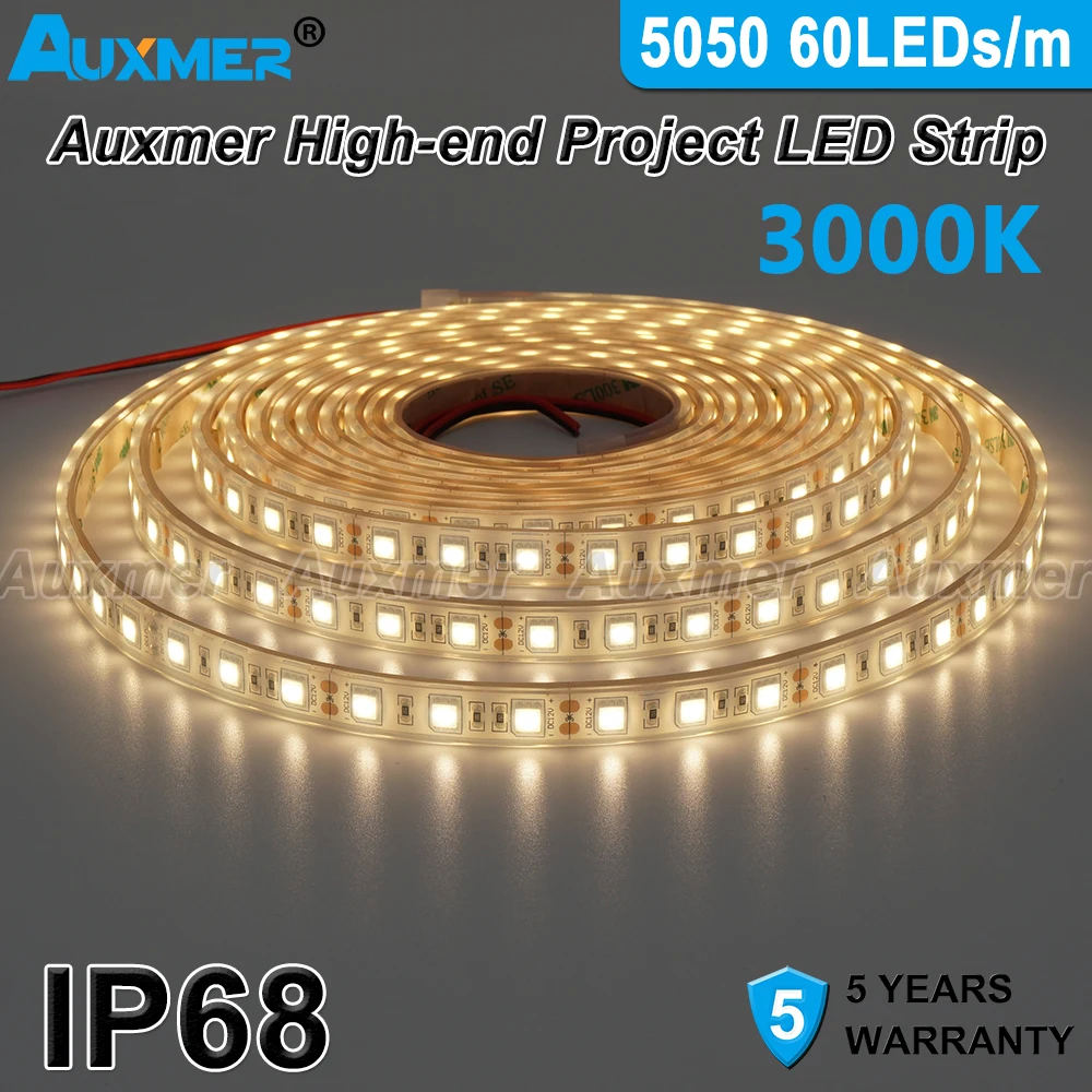 Светодиодная лента 5050 60LED s/m CRI95 CRI90 IP68 12 В/24 В постоянного тока 300