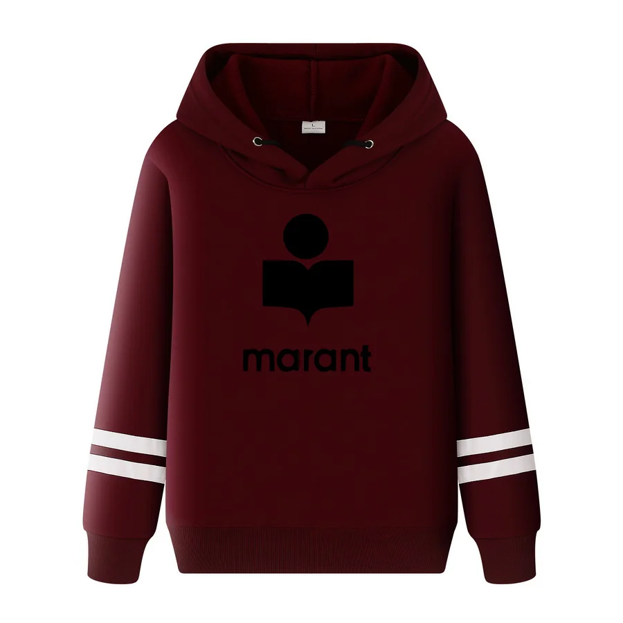 

2021New Autumn Winter Men's Fashion Cuff Stripe Hoodies Letter Printing Casual Sweatshirts Unisex Long-Sleeved Pullover