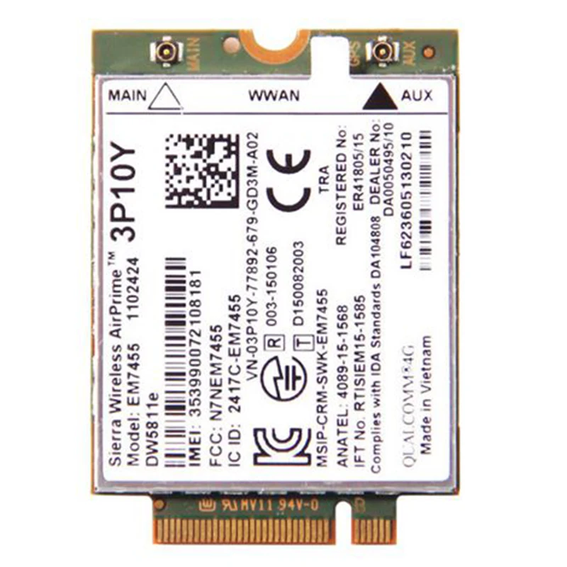 Sierra Wireless Airprime EM7455 DW5811E 3P10Y CAT6 4G модуль для DELL E7270 E7470 E7370 E5570 E5470 беспроводной