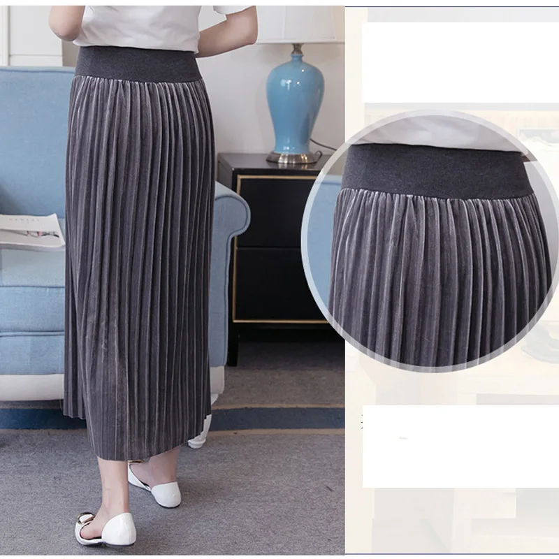 

Sunbaby Maternity Clothing Autumn And Winter New Korean Style Fashion Velvet Pregnant Women Pleated Skirt Q1219