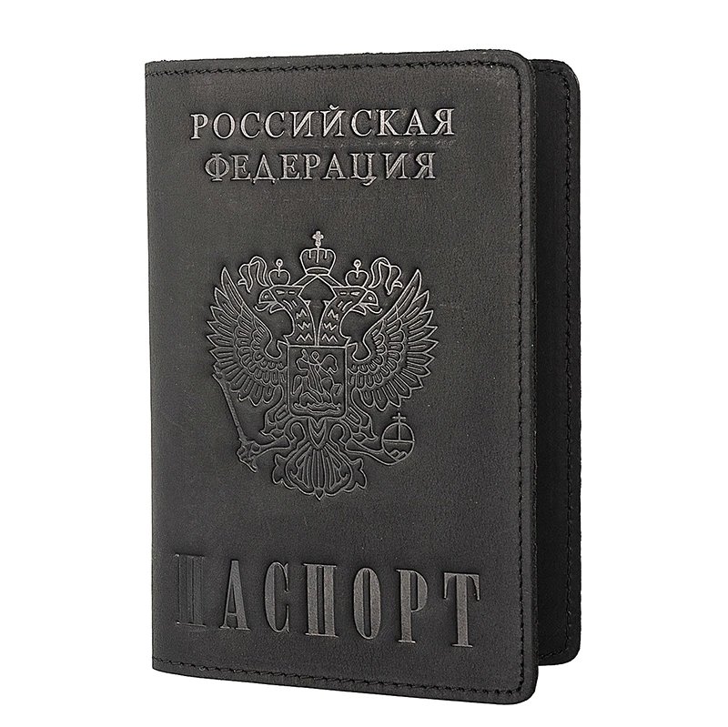 Russian Federation and CCCP Genuine Leather Passport Cover Retro Business Card Holder Men Credit ID Holders | Багаж и сумки