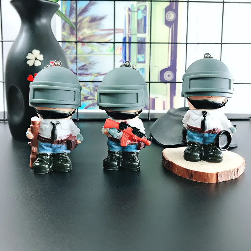 Мультяшная игра Pubg брелок уровень 3 Шлем ПВХ кукла кастрюля мужской пистолет