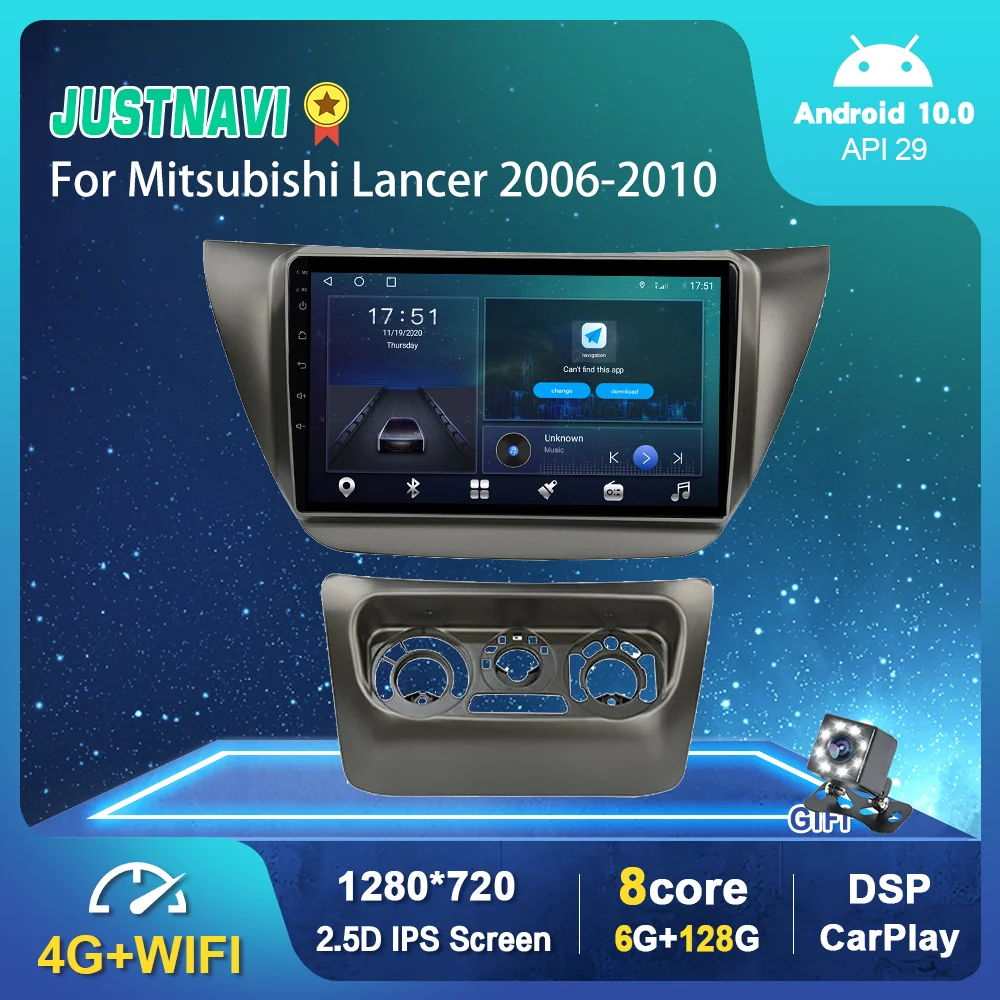 

Android 10.0 Car Radio Player For Mitsubishi Lancer 2006-2010 Navigation GPS WIFI Carplay Stereo Auto 6G 128G 1280*720P No DVD