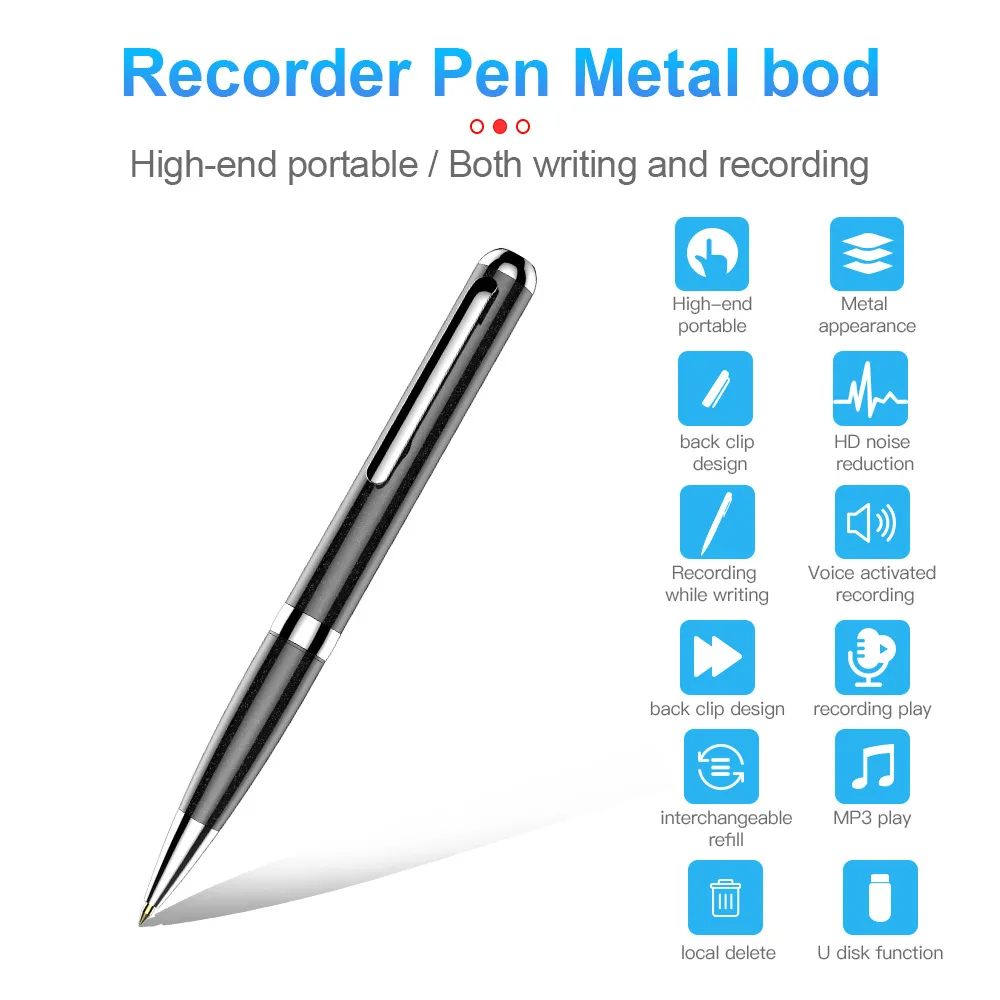 

SRUTON Q96 Mini Recorder Digital Voice Recorder Pen 8G to 32GB Audio Recording WAV 512Kbit Rechargeable Sound Dictaphone