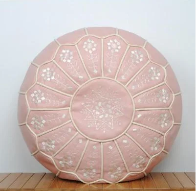 

Real cowhide leather handmade Morocco pouf , Home decoration seat pillow without core. removable cushion case 50*30cm