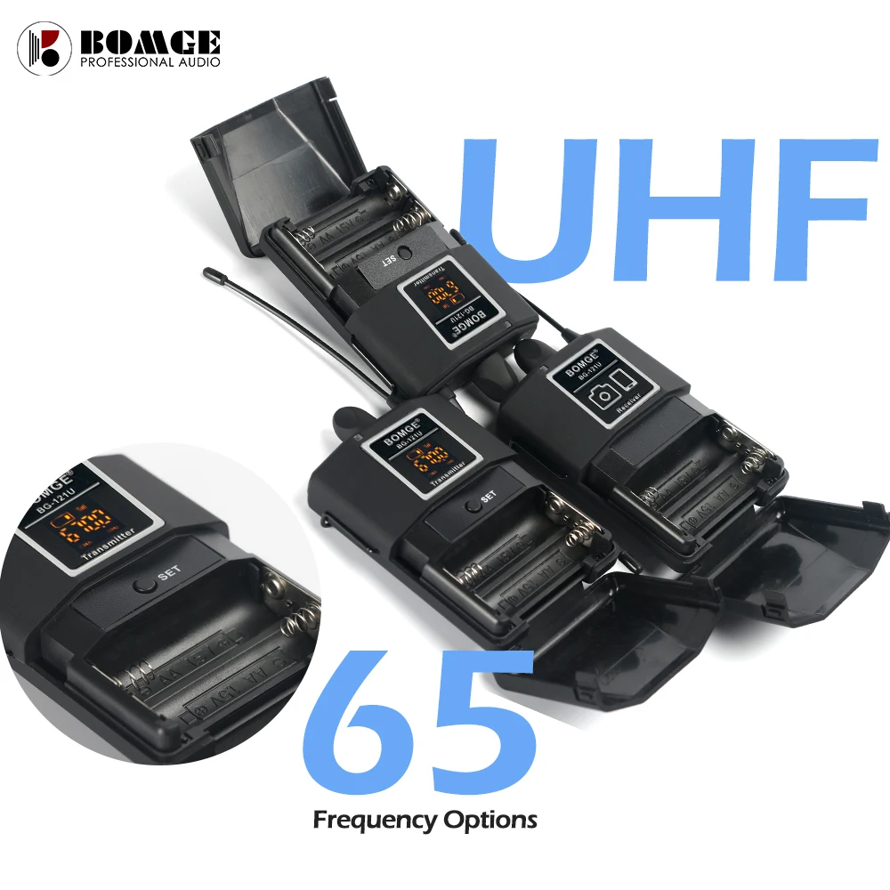 Двухканальный беспроводной петличный микрофон UHF на лацкане для однообъективной