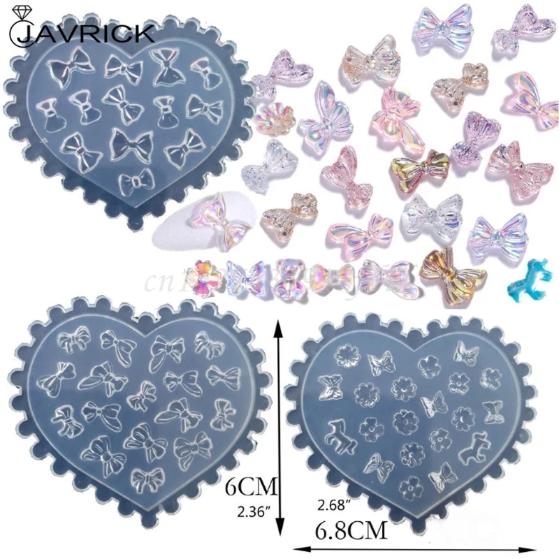

18Pcs Silicone Mold Flower Leaves Bowtie Bear Resin Mold Epoxy Resin Casting Mold DIY Nail Art Craft Jewelry Tools Kit