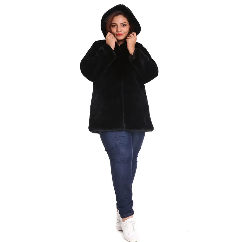 LANSHIFEI Осенне зимнее пальто женское платье свободного кроя с длинным мехом