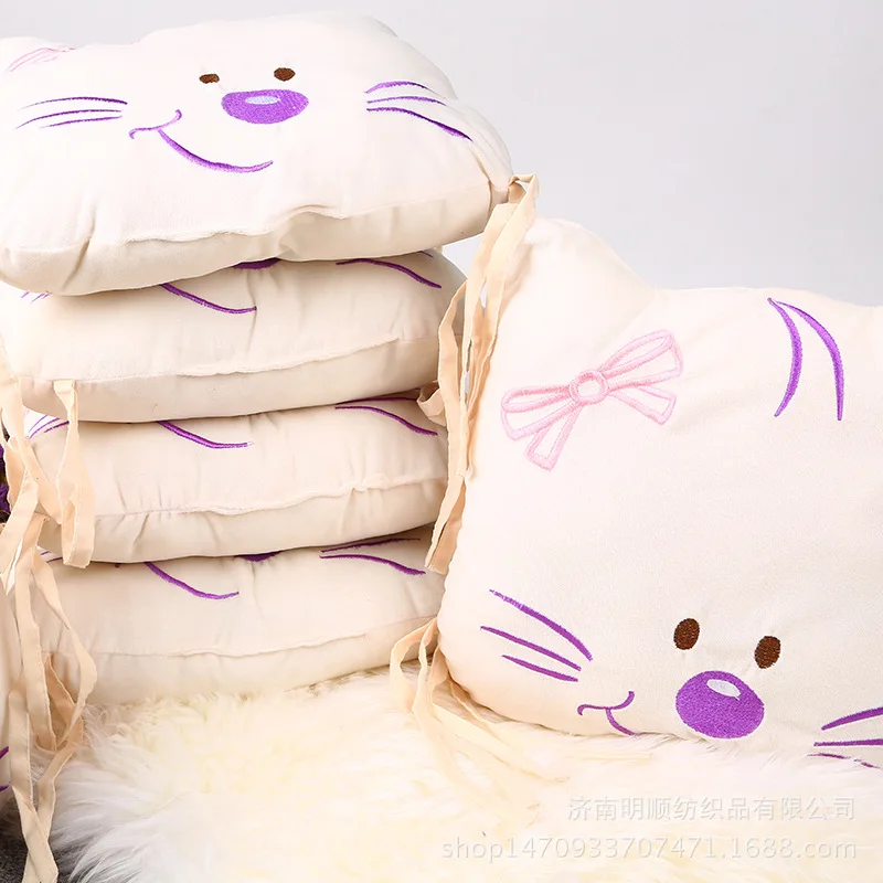 

6 шт./партия, детская с принтом «головa кота» кровать бампером, подходит для четырех сезонов хлопок съемным моющимся вышивка Накладка для дет...