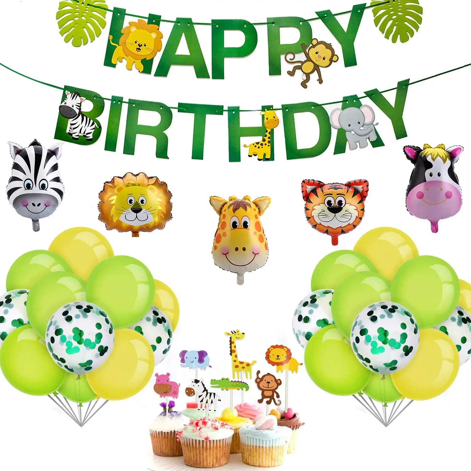 Украшение для вечеринки в виде животных джунглях баннер на день рождения с