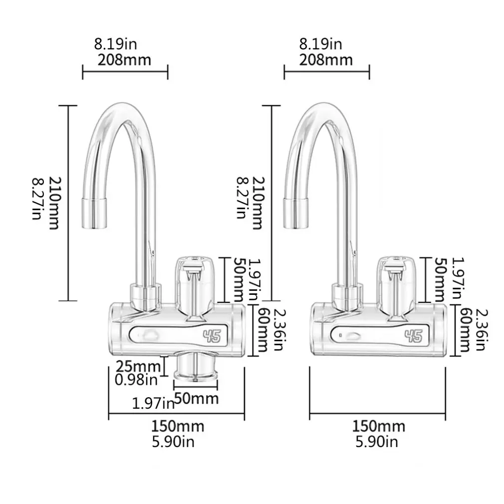 Передний Электрический кран для горячей и холодной воды кухонный быстрый нагрев