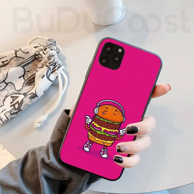 cute burger ice cream black cell phone case for iphone 11 pro 11 pro max x xr xs max 7 8 plus 6s plus 5s 2020 se cover free global shipping