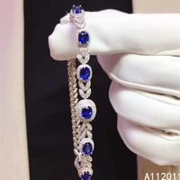 kjjeaxcmy fine jewelry 925 sterling silver inlaid gemstone sapphire fashion women new hand bracelet support test hot selling