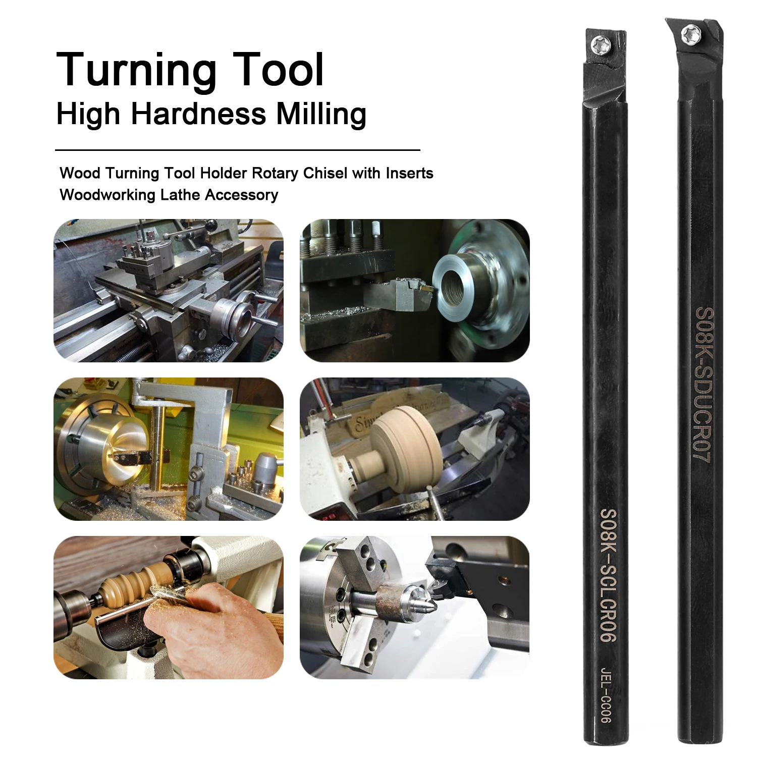 

8mm 12mm Milling Tool HolderHigh Hardness Milling Tool Holder Quick Cutting Efficiency Lathe CNC Arbor with Insert and Wrench