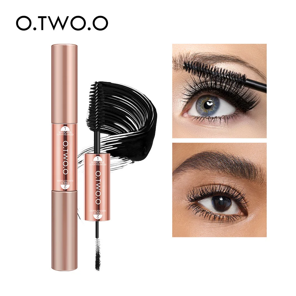 

2 in 1 Makeup Mascara Volume Curling 4D Silk Fiber Lengthening Lashes Waterproof Fast Dry Nourish Eyelash Extension