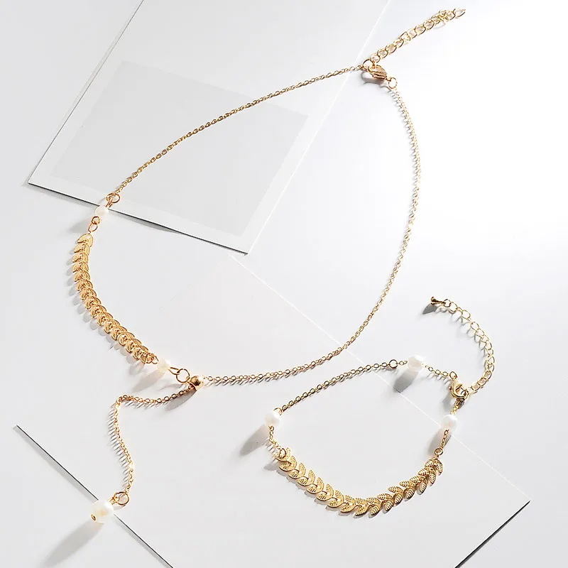 

Rose Gold Color Wheat Ear Pearl Pendant Necklace Adjustable Metal Woman Jewelry Pendant Gift Never Fade Drop Shipping