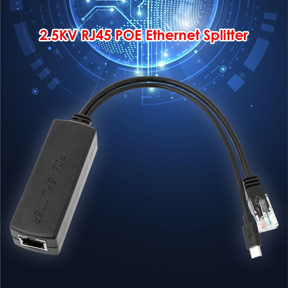 

Ethernet Power Over Splitter 2.5KV RJ45 POE Set 48V to 5V Micro USB Power Module Carrying Handheld Camera Elements