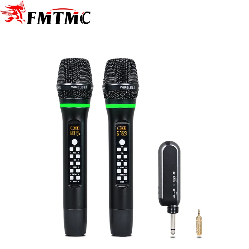 

FMTMC U-F300D-2 Mini Wireless Mobile Mic Chargeable UHF 50M Multi-function Dynamic Core Professional Handheld Karaoke Microphone