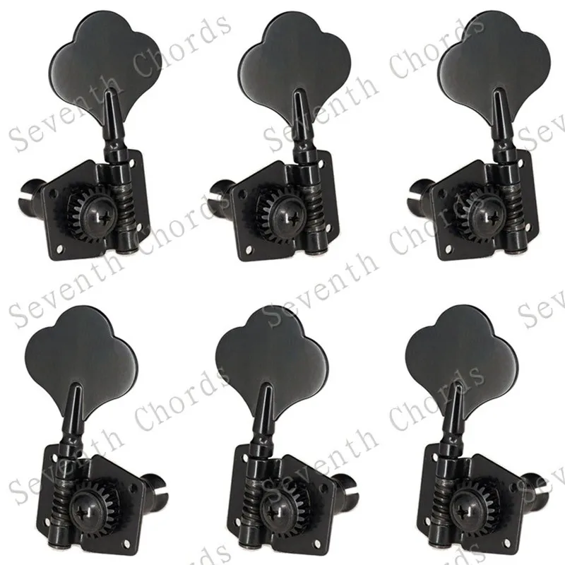 

A Set Of 6pcs Black Open Gear String Tuners Tuning Pegs Keys Machine Heads For 6 String Bass Guitar Accessories Parts