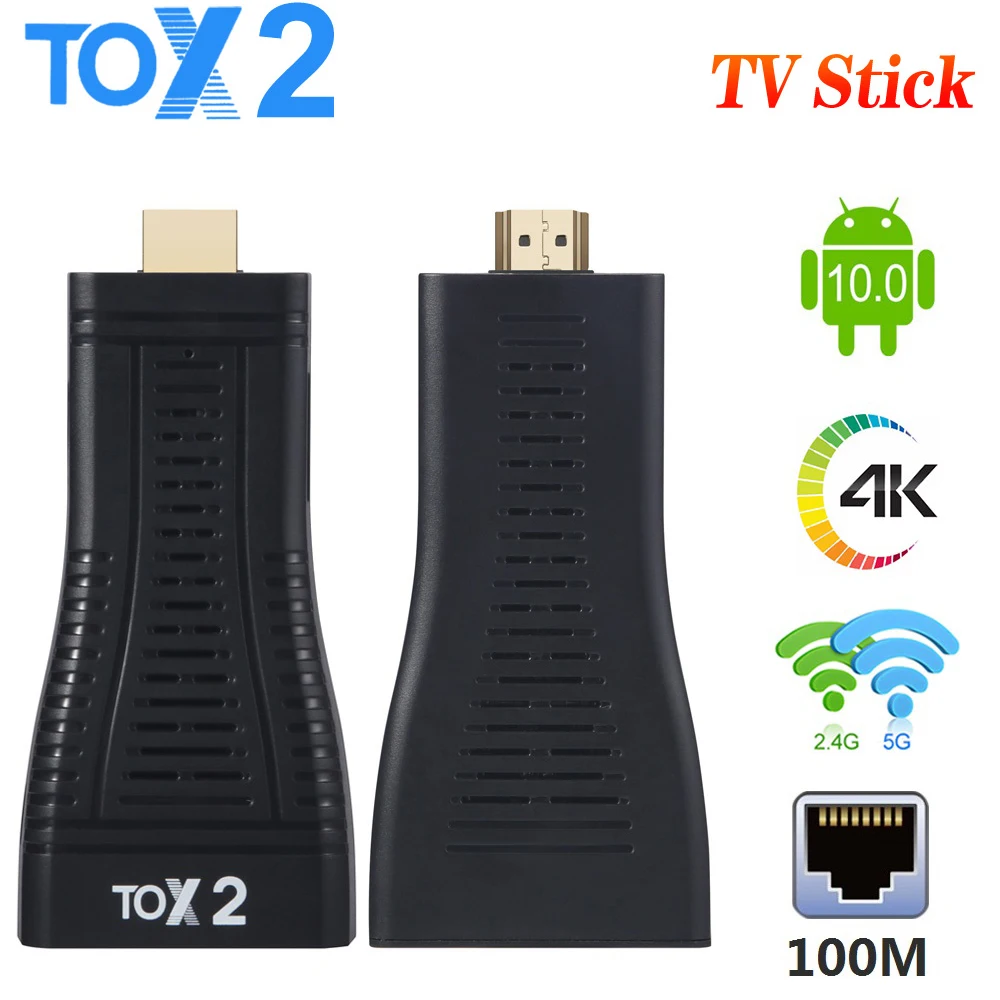 

2021 TOX2 TV Stick Android 10 2GB 16GB TV Box H313 Quad Core 2.4G&5G Dual Wifi 100M BT5.0 4K Smart Media Player TV Dongle