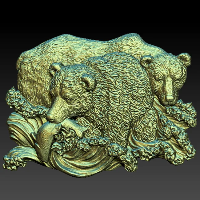 Два медведя 3D фрезерный станок с ЧПУ принтер Artcam Aspire Bas Relief в формате STL|Фрезы по
