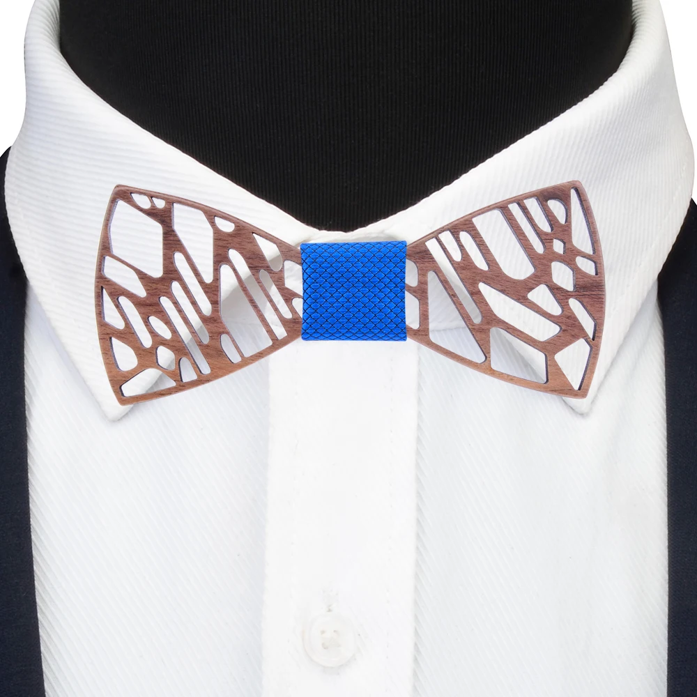 Новый деревянный галстук-бабочка из ореха мужской Асимметричный цветочный