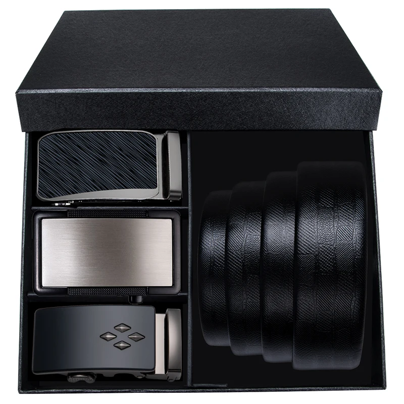 Мужской ремень из натуральной воловьей кожи в деловом стиле с автоматической