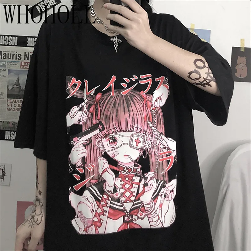 

Summer Goth Female Tee Aesthetic Loose Women T-shirt Punk Dark Grunge Streetwear Ladies gothic Top T-shirts Harajuku Clothes