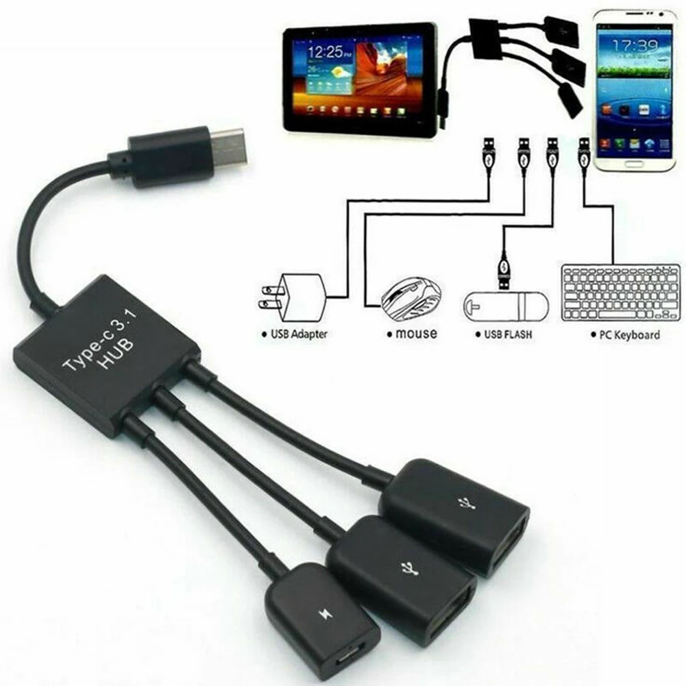 3 в 1 Type C папа мама двойной USB хост OTG концентратор адаптер кабель для
