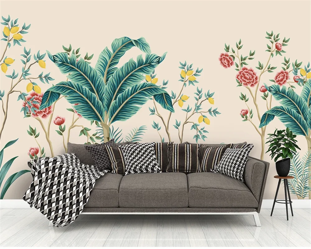 

beibehang Custom modern new Chinese plants flowers and birds hand painted background wallpaper decorative painting papier peint