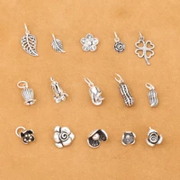 s925 sterling jewelry thai silver diy crystal bracelet accessories peanut small flower pendant wholesale batch