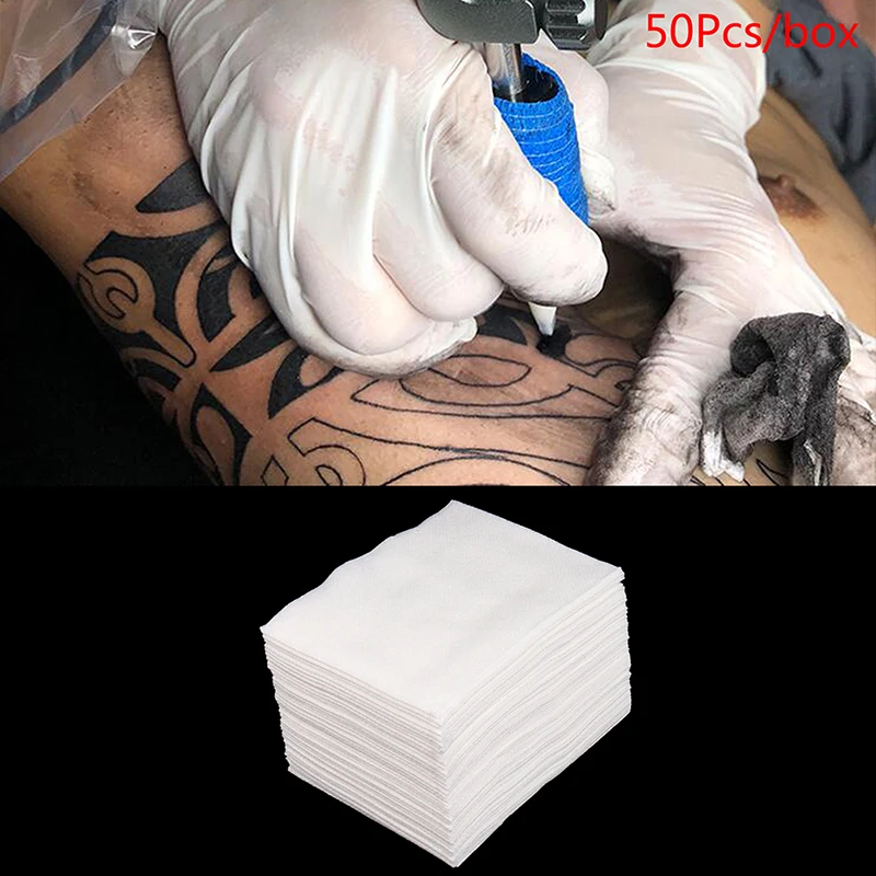 

50pcs Waterproof Makeup Tattoo Cleaning Tools Medical Disposable Tattoo Wipe Paper Towel Soft Tattoo Cloth Towel Cleaning Pad