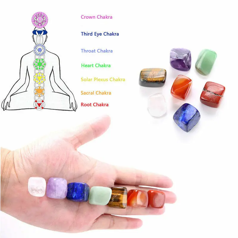 Seven Chakra камень 7 цветов в наборе Йога чакра нерегулярные рейки Исцеляющие