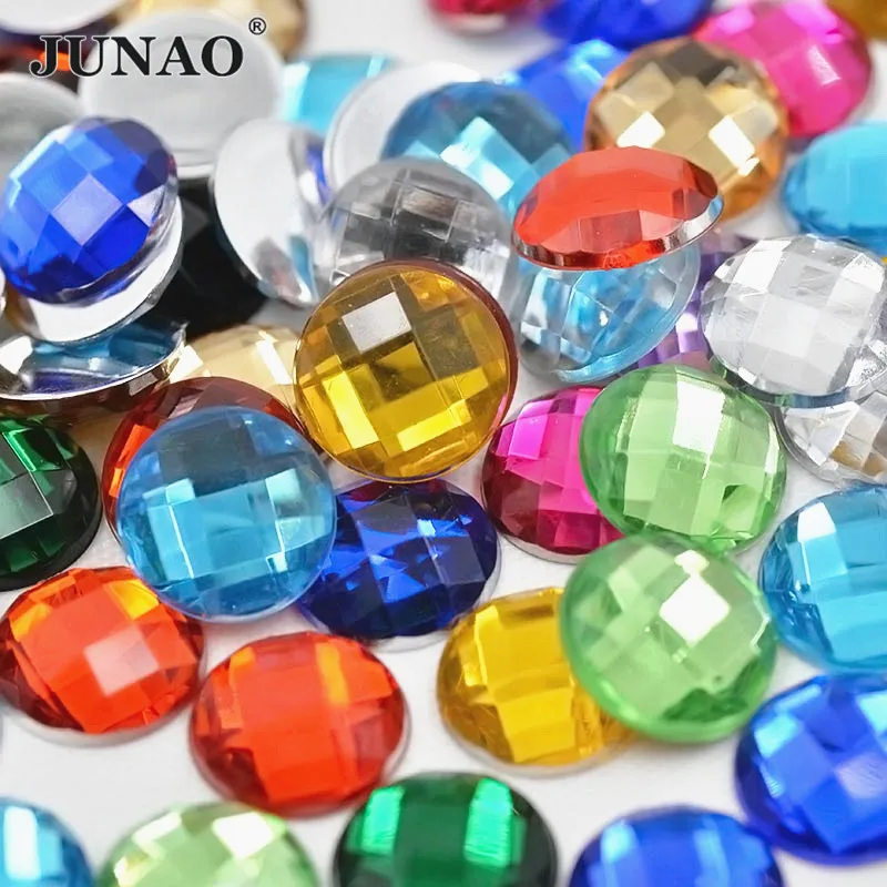 

JUNAO 200pcs 20mm Big Round Shape Crystal Rhinestones Applique Flatback Stone Cabochon Gems DIY Clothes Wedding Jewelry Crafts