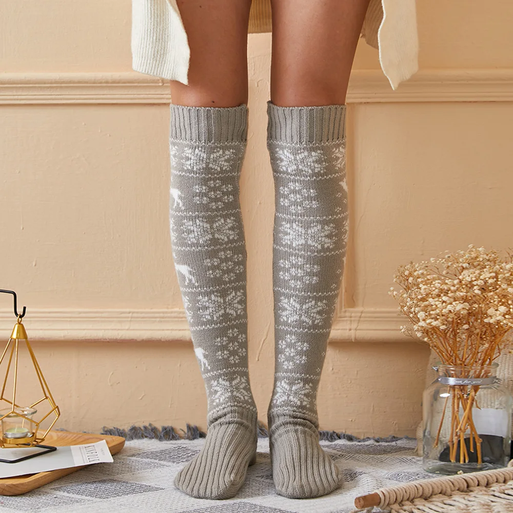 

Christmas Stockings Women's Long Knitted Stockings For Girls Ladies Women Winter Knit Socks Thigh High Over The Knee Socks