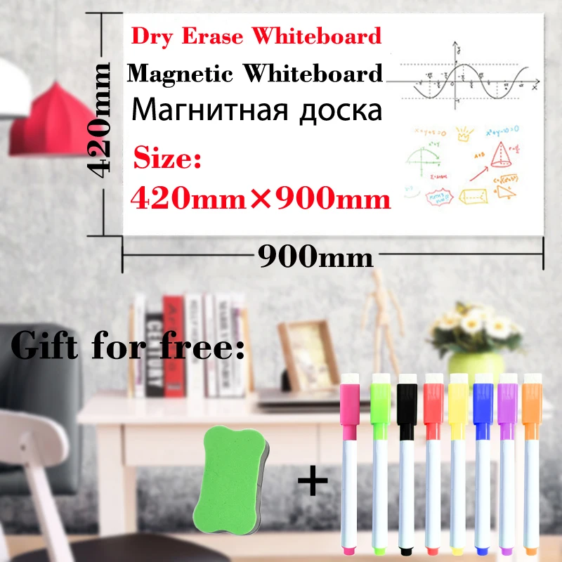 Magnetic Dry Erase Board Whiteboard School White Fridge Stickers Office Wall Kitchen Child Draw Message 42*90 |