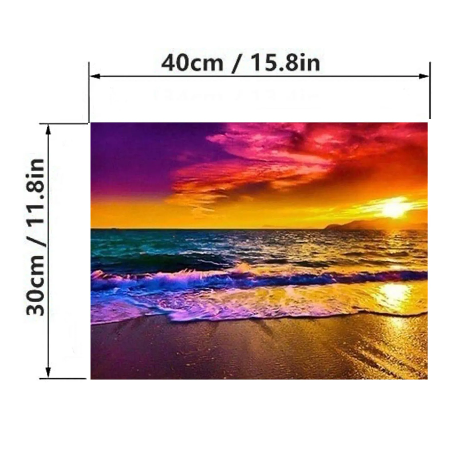 

30x40cm Wall Decoration 5D Full Round Diamond Painting Suite Creative DIY Diamond Painting Sunset by Sea Living Room Home Decor