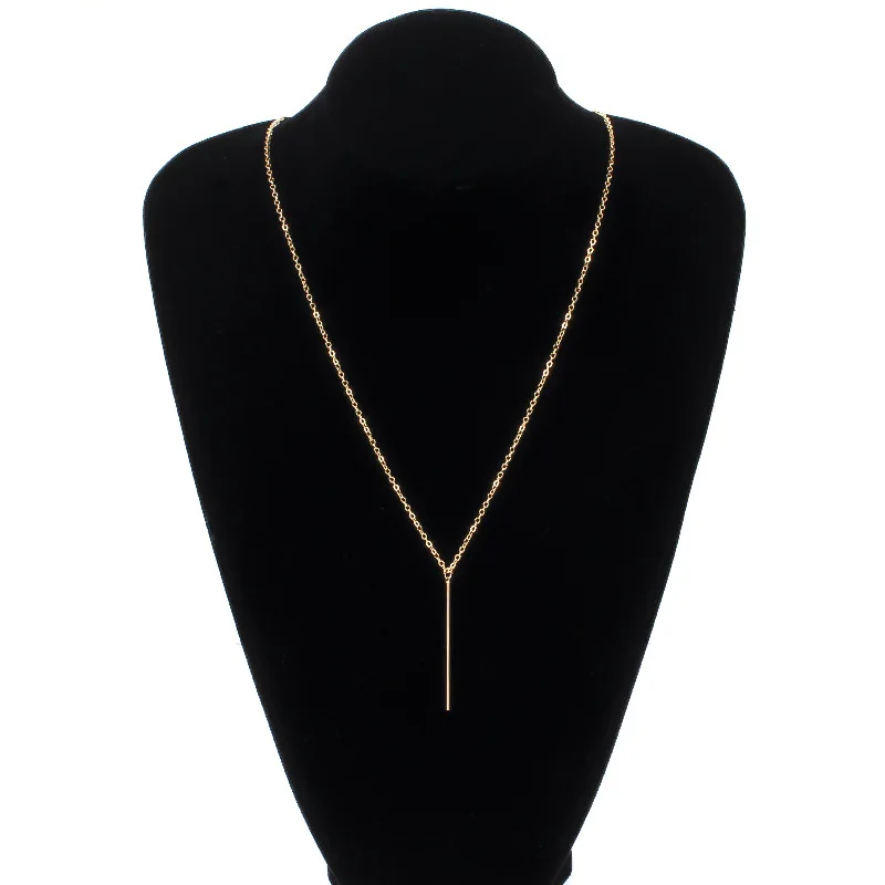 Простое металлическое длинное ожерелье с цепочкой женская мода золотой