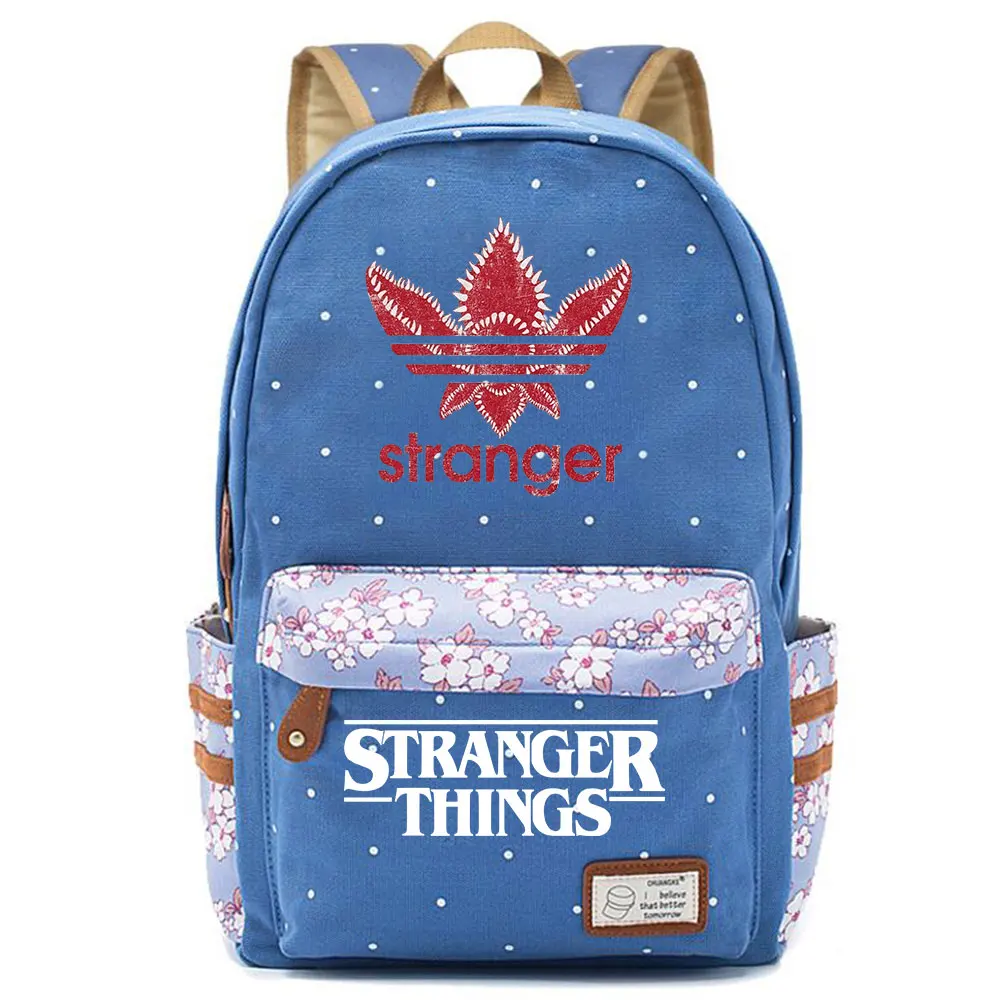 Холщовый Рюкзак для девочек и мальчиков школьный ранец книг с цветами в горошек