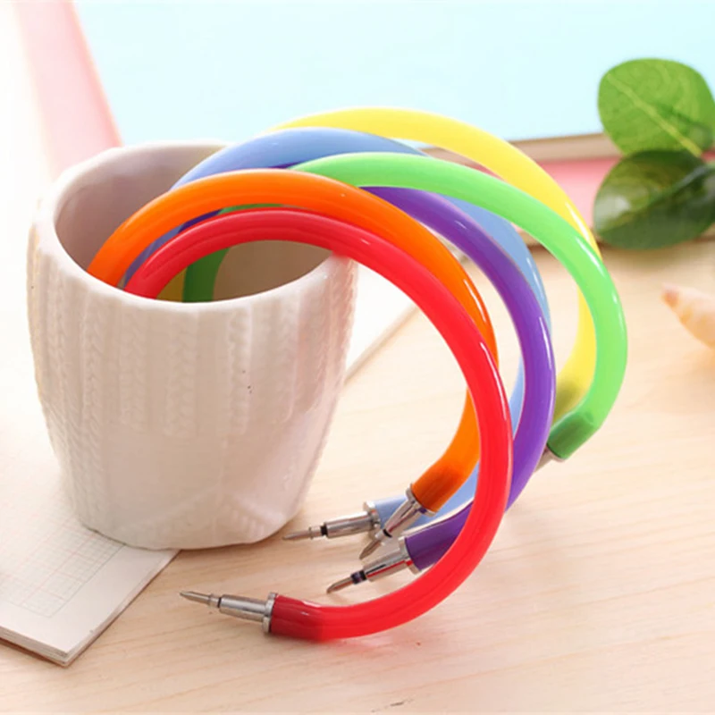 Sovawin Beautiful Bracelet Ballpoint Pens Ball Point Blue ink Flexible Cute Soft Plastic Arbitrarily Bent School & office | Канцтовары